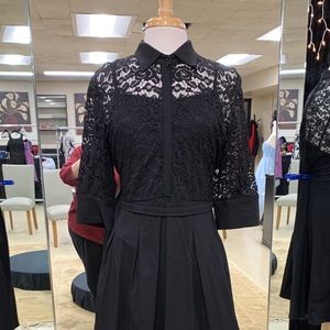 Black short dress with lace overlay
